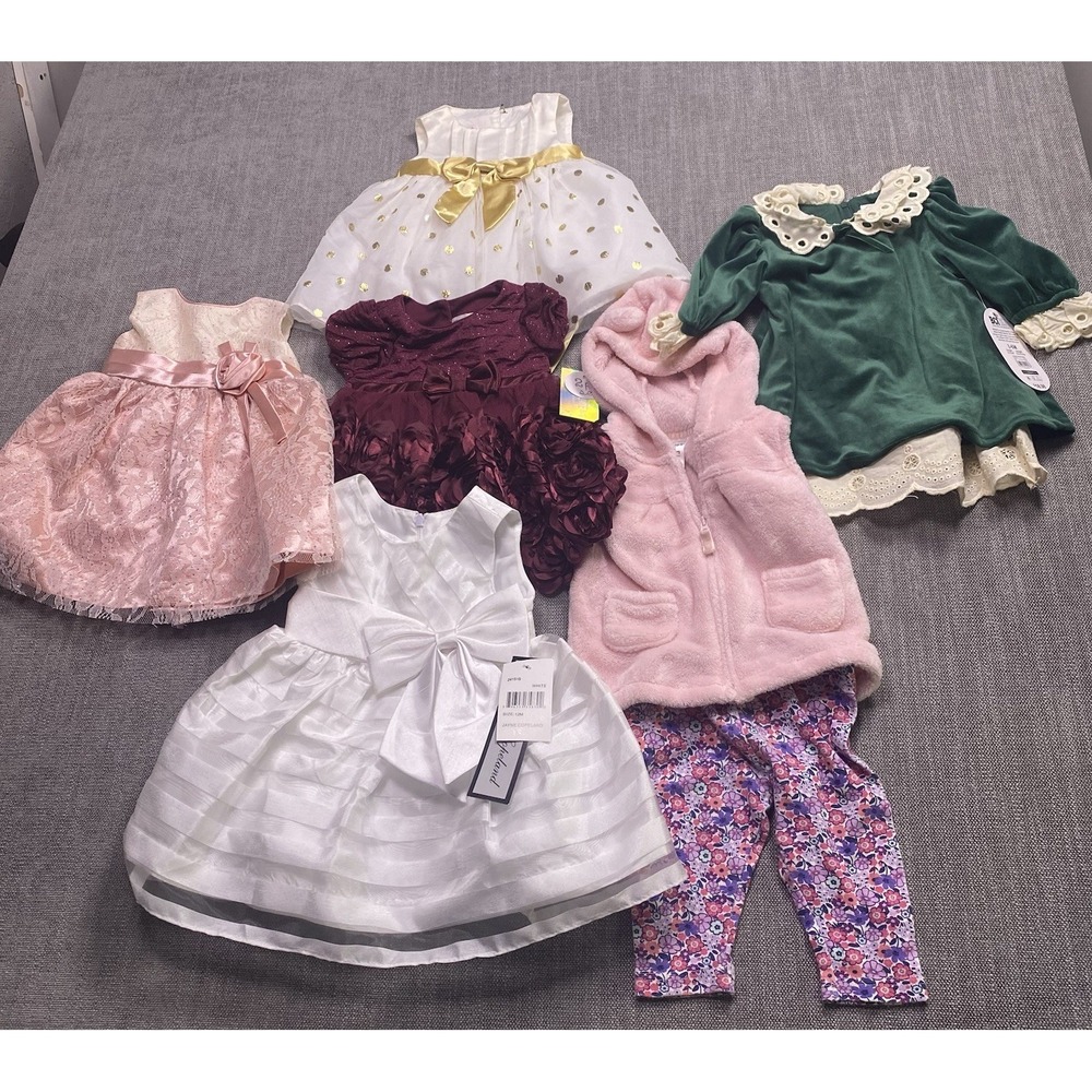 Baby Girl 3-12 Month Clothing Lot 5 Dresses 1 Coat Pants Carter's Jayne Copeland